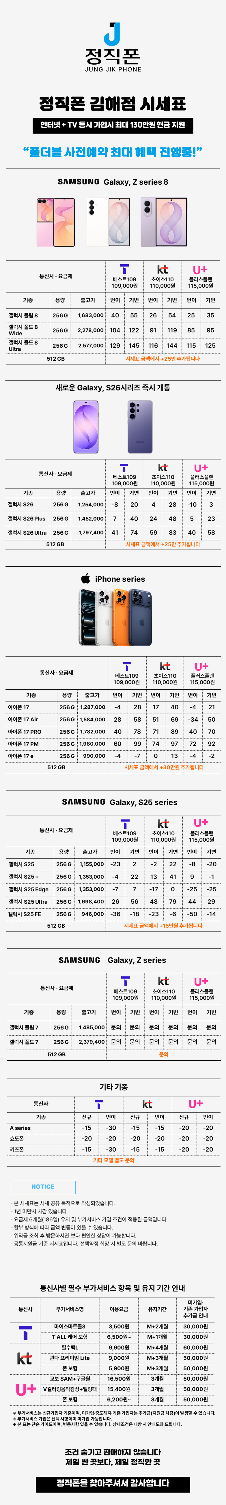 경남 김해 휴대폰 성지 시세표 공유 시세표 이미지 2